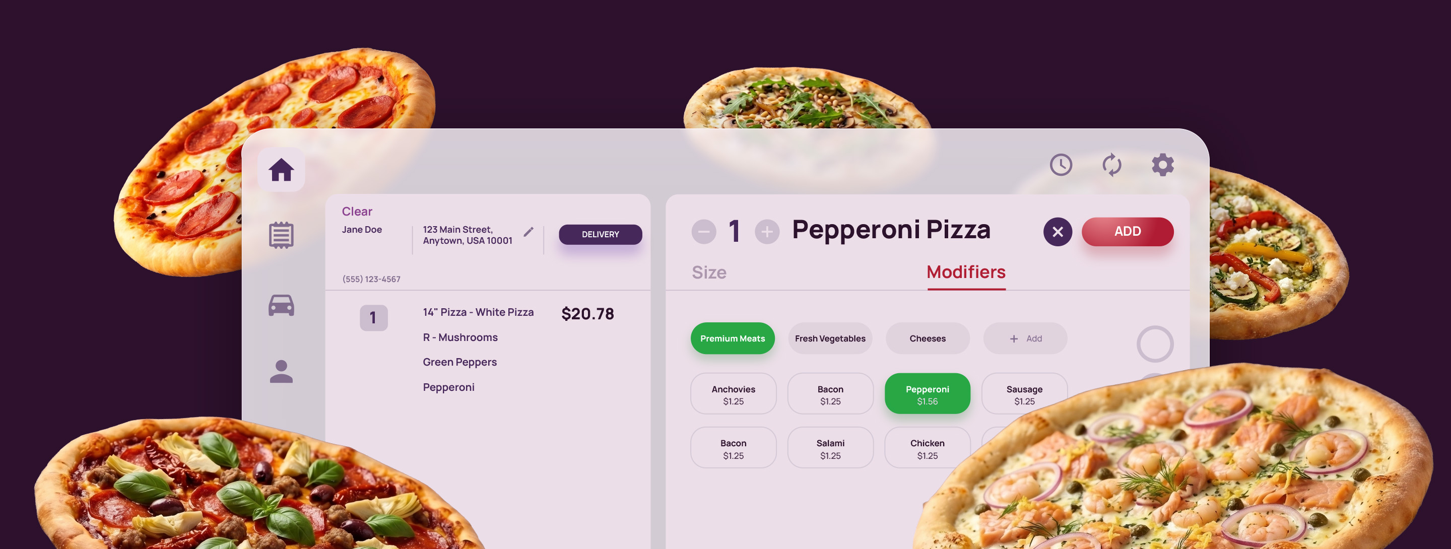 Pizza POS ordering system on Clover